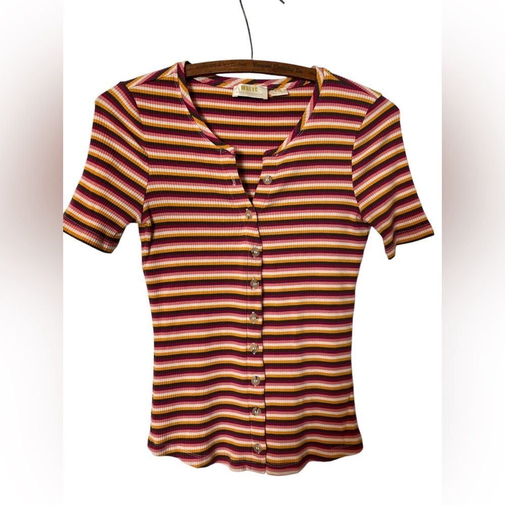 Anthropologie Striped Button-Down Tee